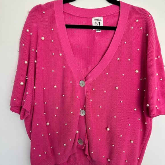 Fashion Brand Company Sweaters - Fashion Brand Company Pink Pearl Short Sleeve Knit Sweater 2X/3X